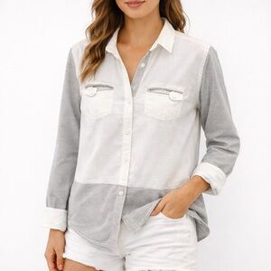 R.sole Colorblock Striped Button Down Shirt Medium Coastal Preppy Cotton